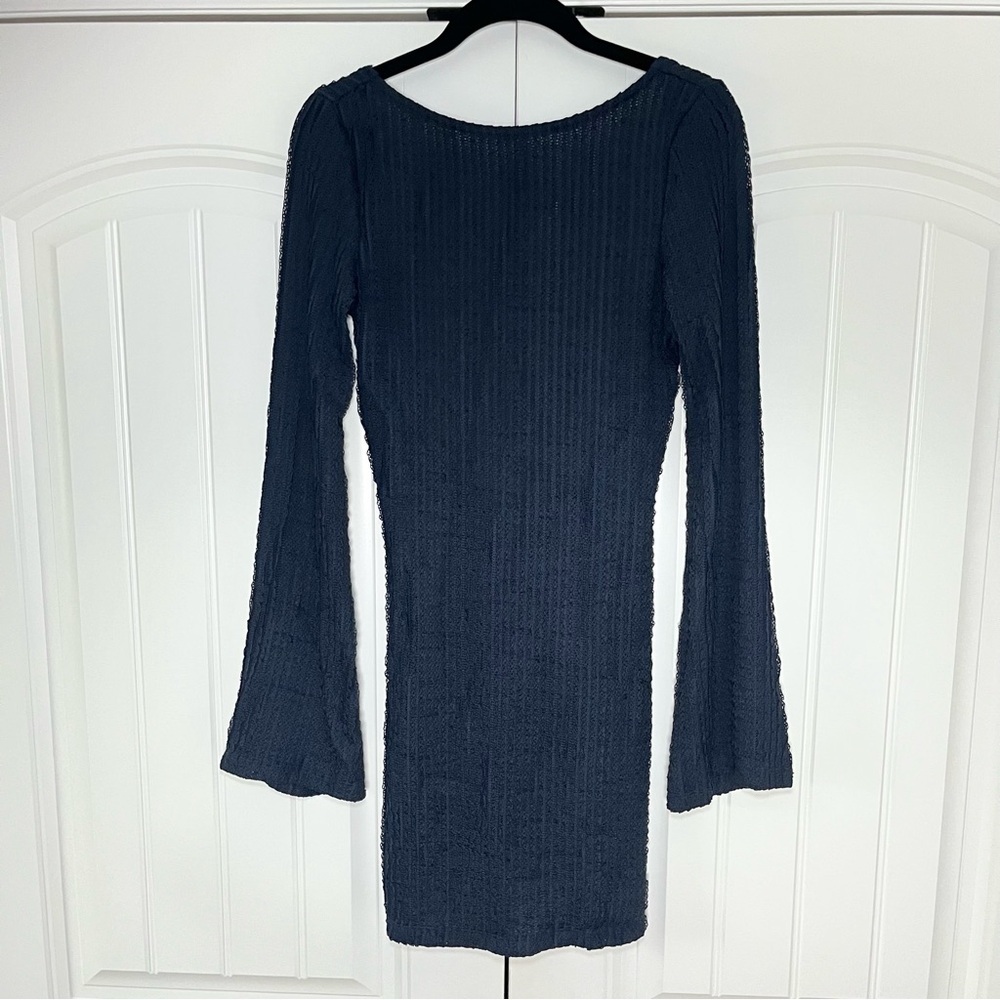 Princess Polly Coolibah Long Sleeve Mini Dress Navy Blue Open Back Size 6 NWT